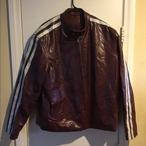 Motorcycle maroon leather jacket